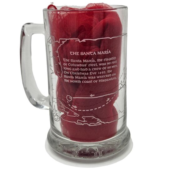 VTG Long John Silvers Columbus Voyage Nautical Sailing Ships Glass Mug Set of 3 - Picture 9 of 16